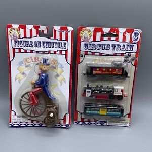 Circus Wind Up Figurine on Unicycle 3 pack Circus Train NOS